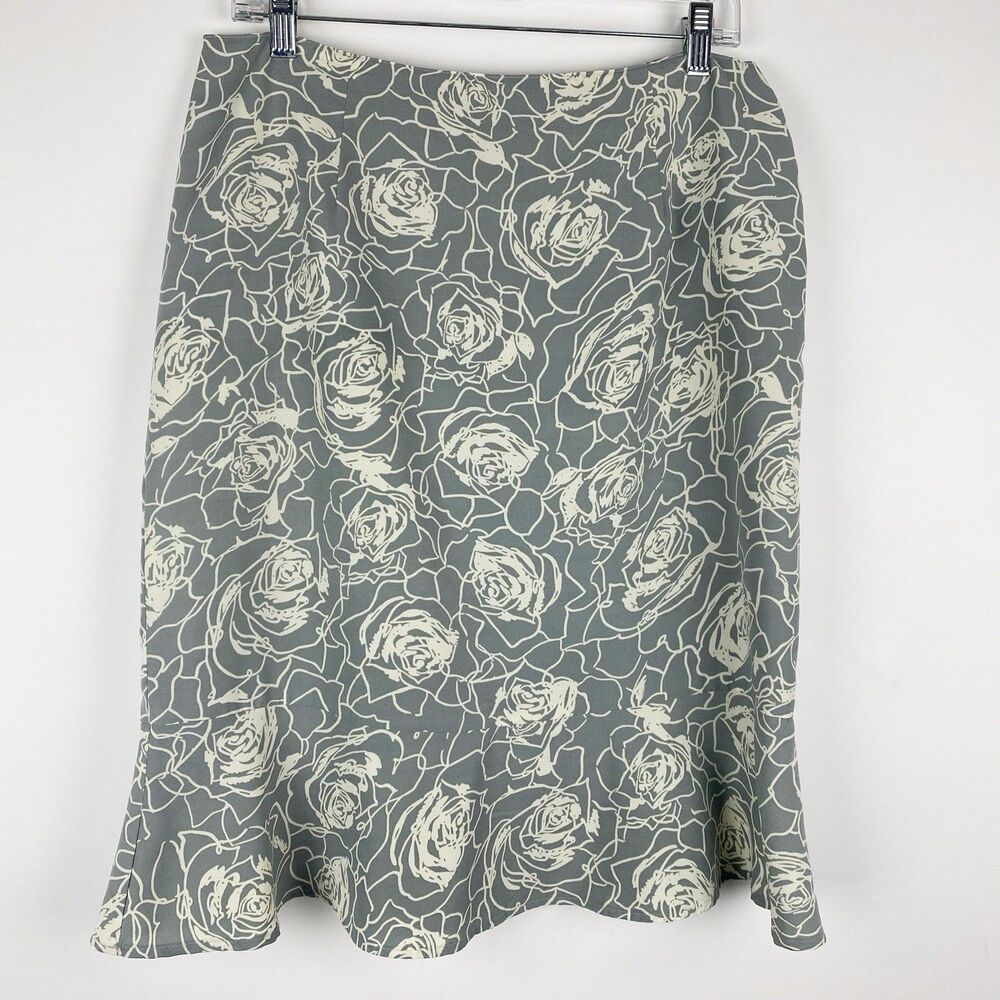 Tailor B.Moss Floral Rose Flounce Tulip Hem‎ Knee Length Skirt Womens 10 USA